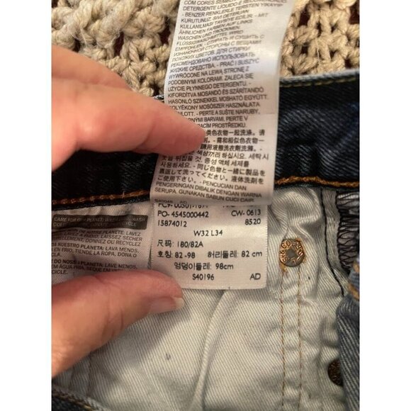 Levis 501 Button Fly Jeans W32 L34 Straight Leg Denim Blue‎ Mens - Picture 4 of 8